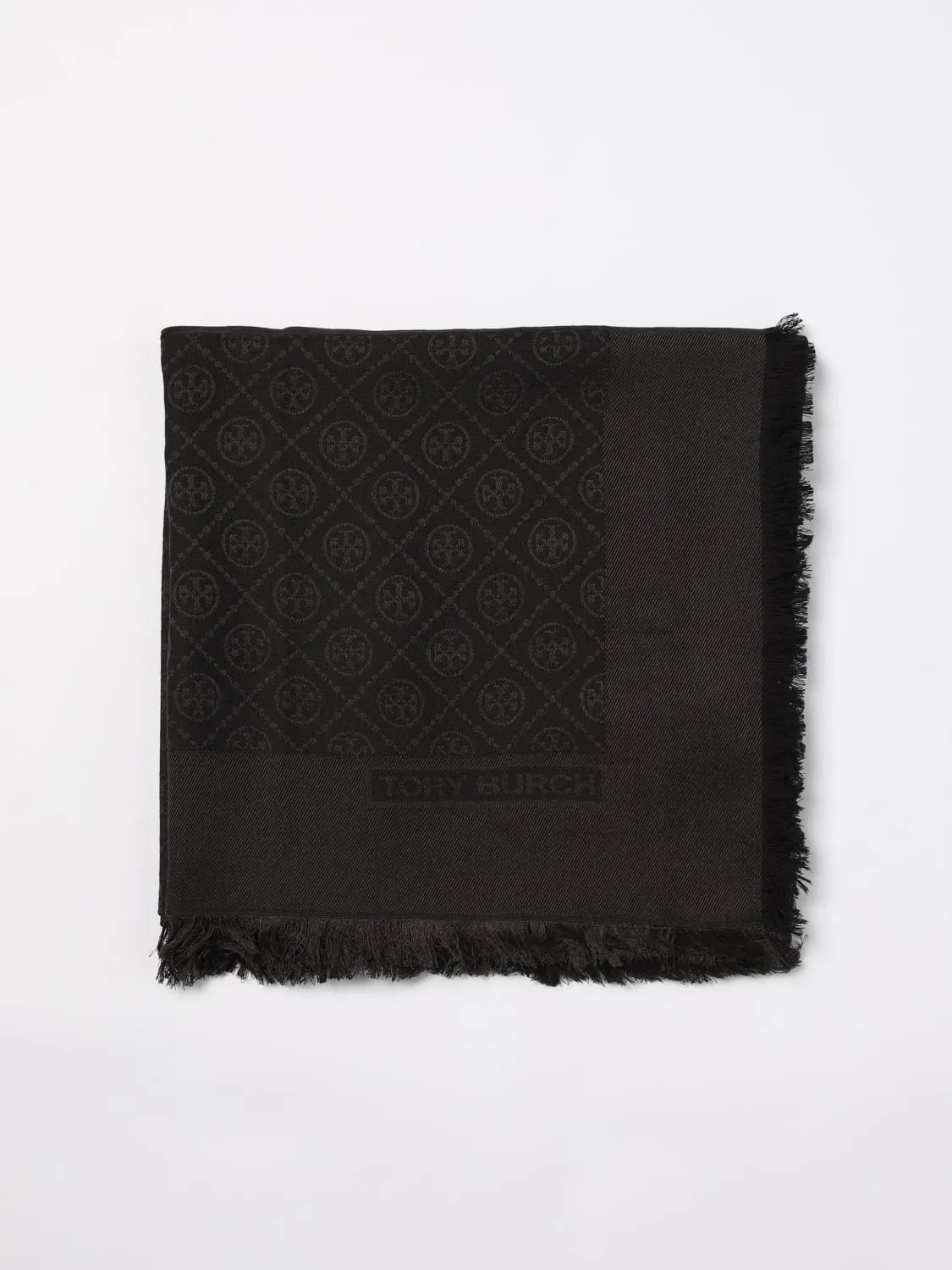 Sciarpa Tory Burch in seta e lana con logo jacquard