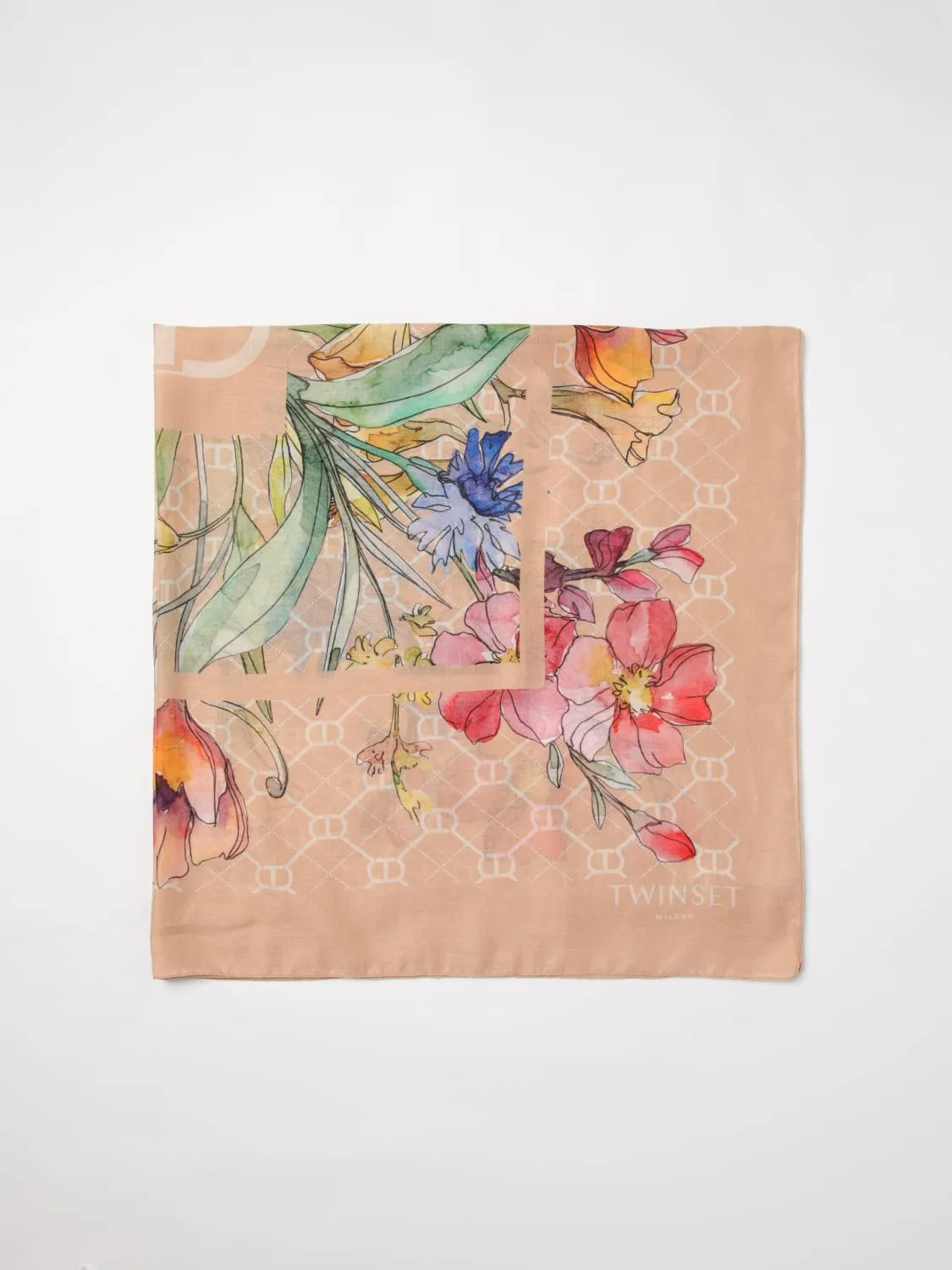 Foulard Twsnet in crepe con stampa floreale