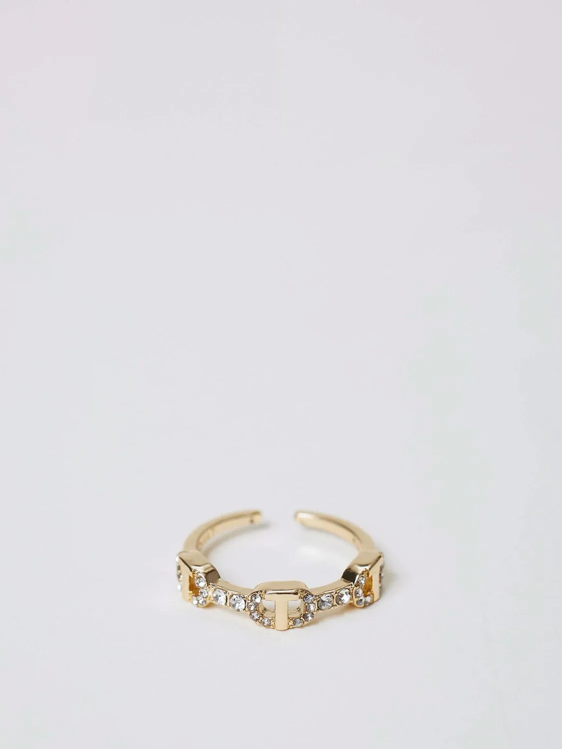 Anello Oval T Twinset in ottone con strass incastonati