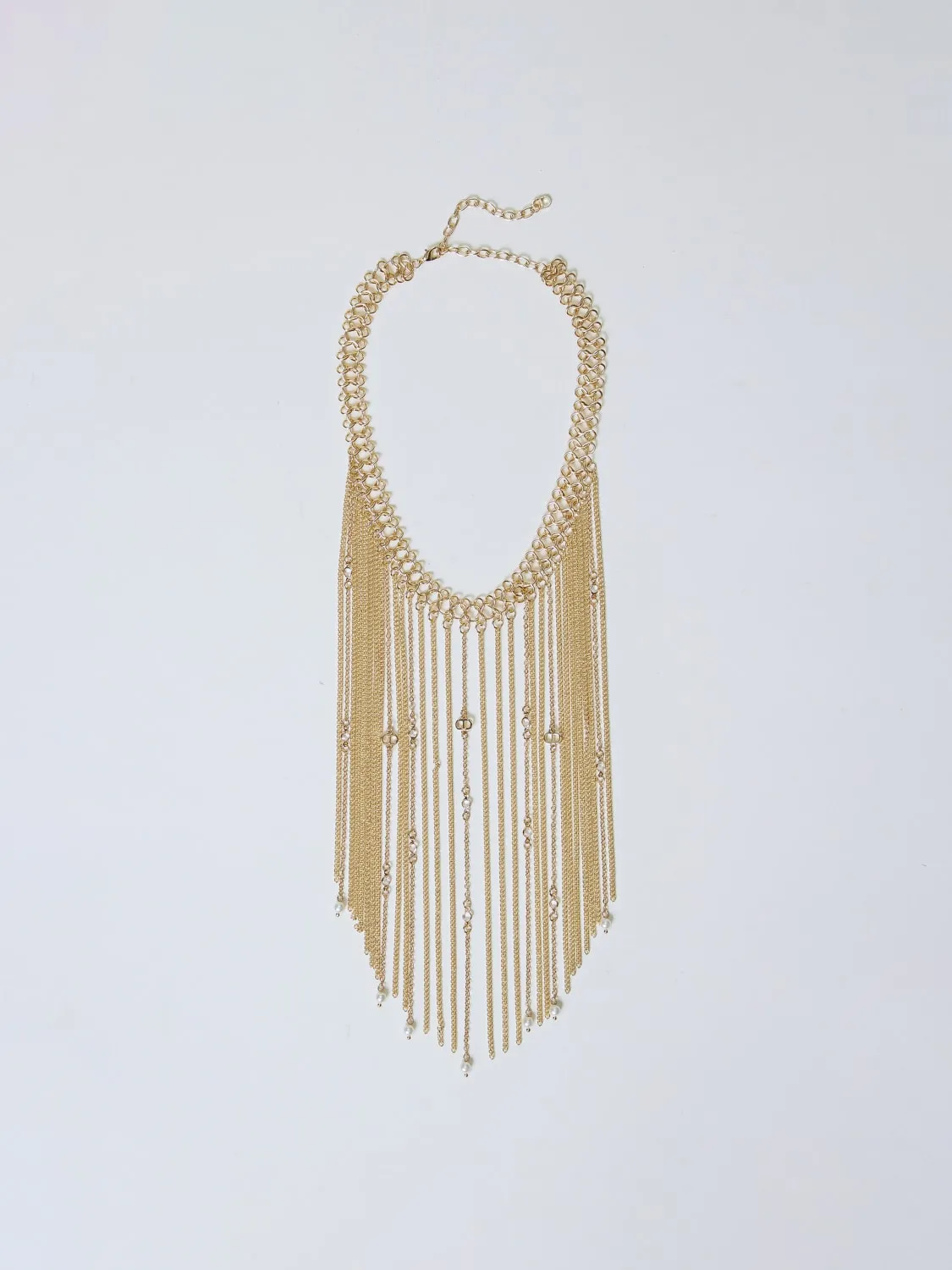 Collana Twinset in maglia sfrangiata di ottone con strass