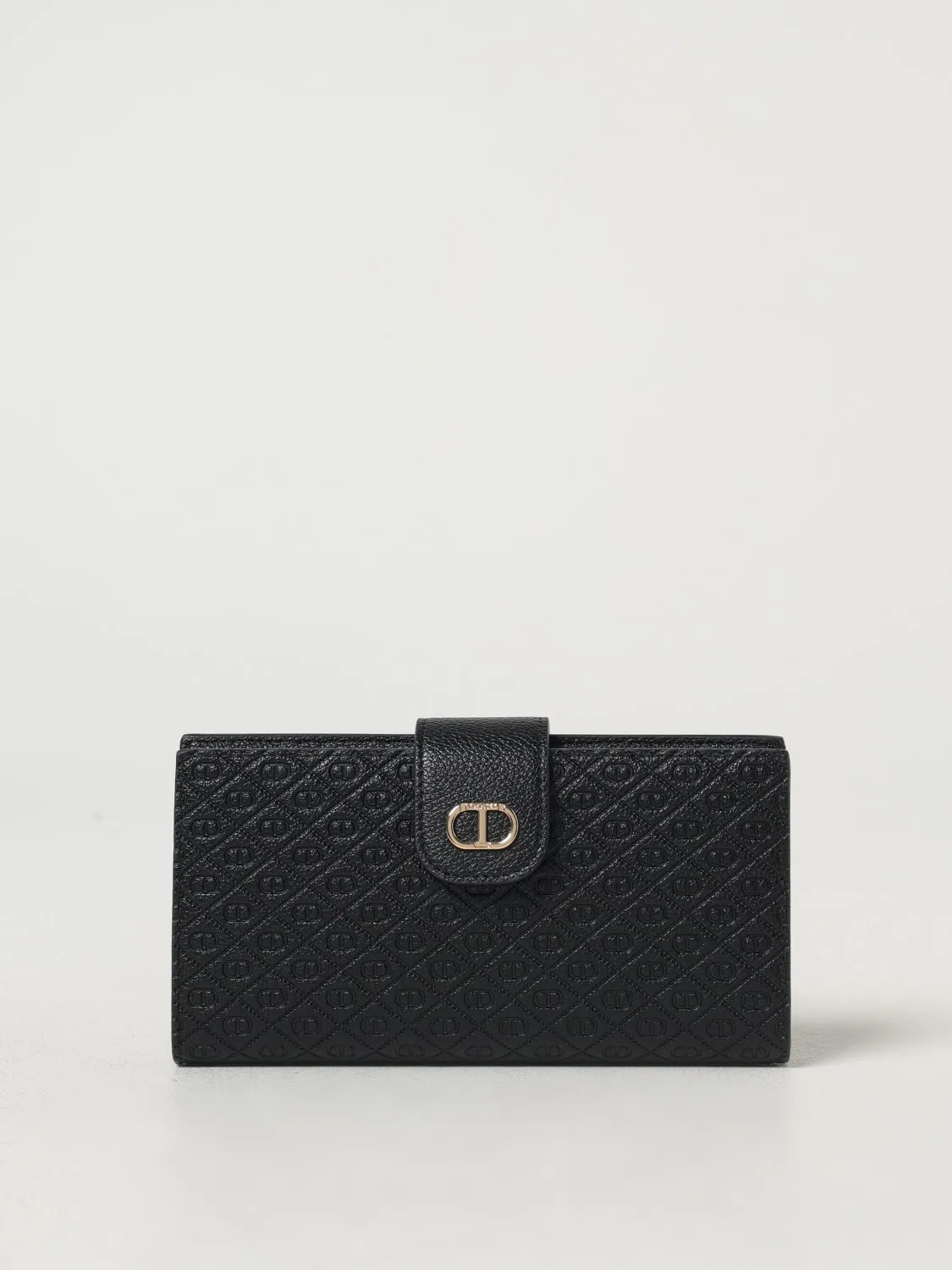 Portafoglio Twinset in pelle sintetica a grana con monogram goffrato