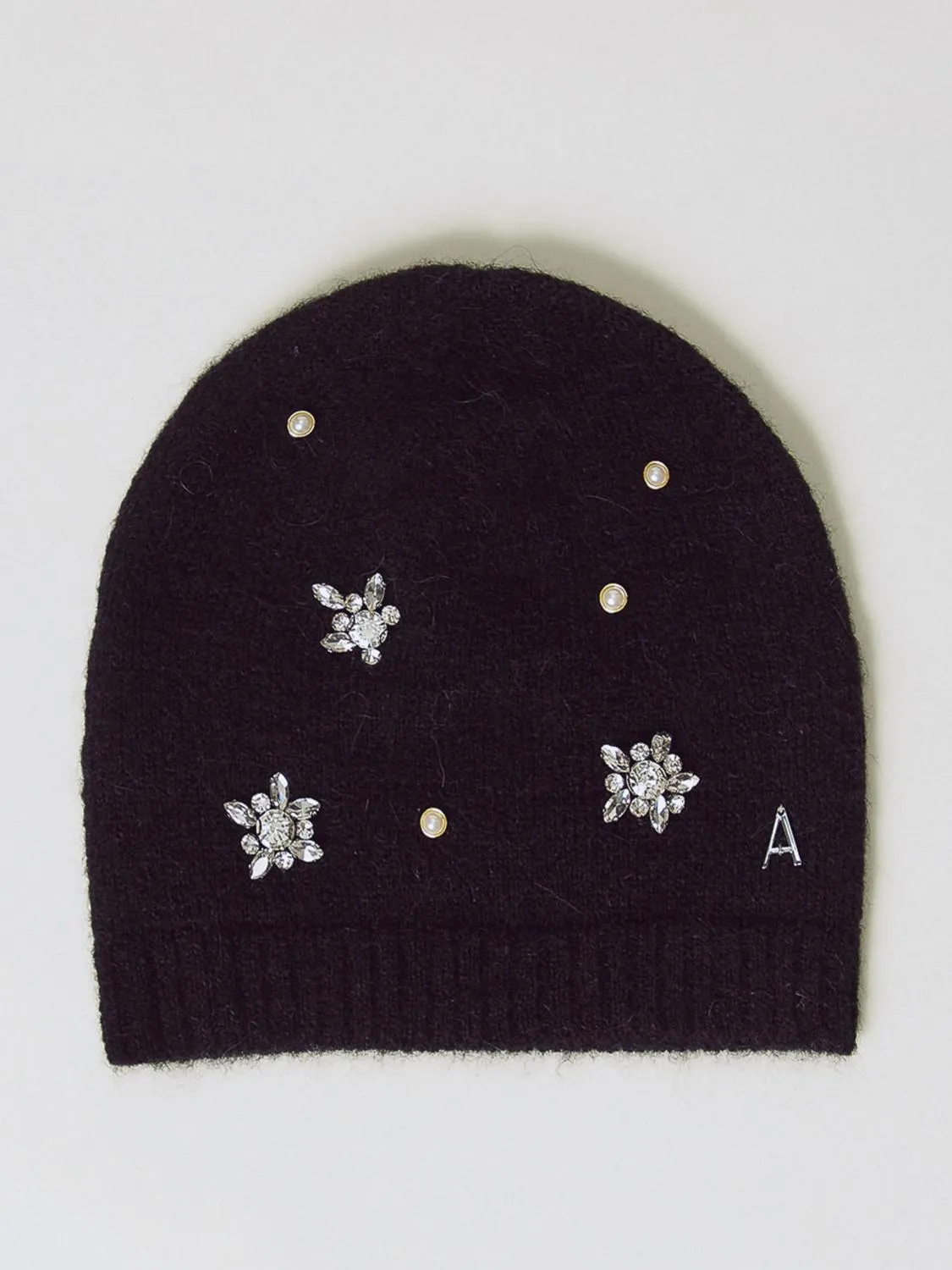 Cappello Twinset Actitude in maglia con strass applicati