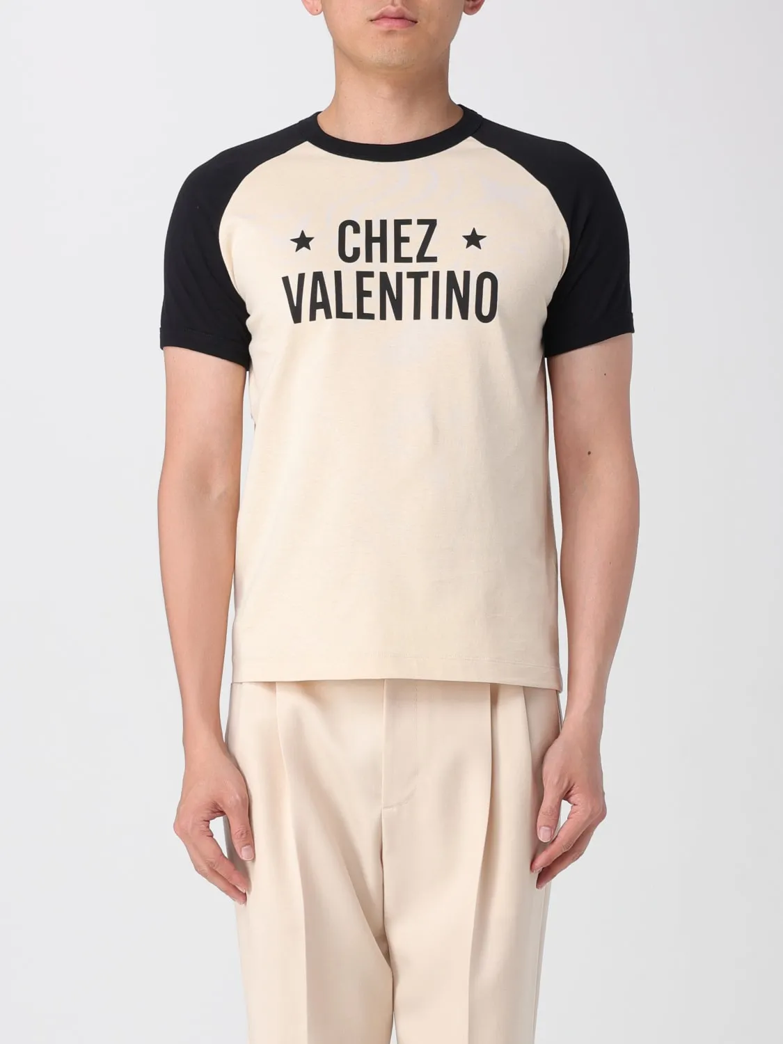 T-shirt Chez Valentino in cotone bicolore