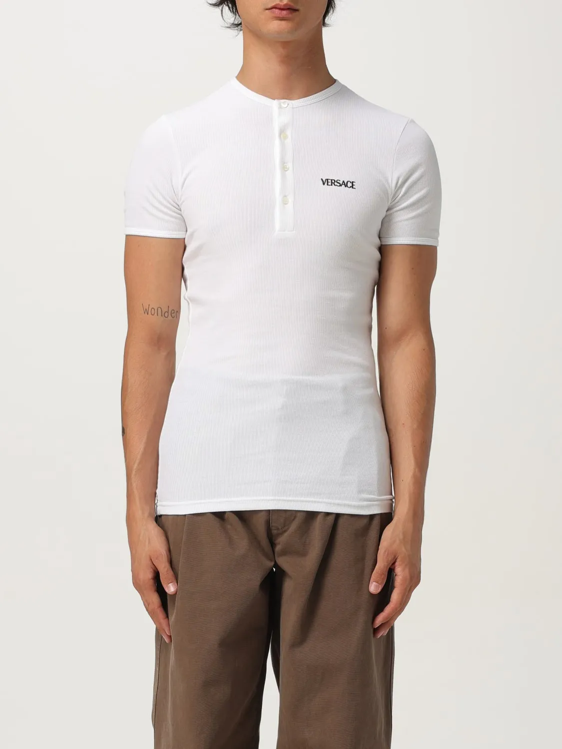 T-shirt in cotone con logo Versace