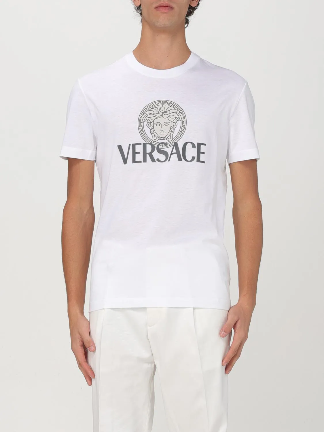 T-shirt Medusa Versace in cotone con stampa logo