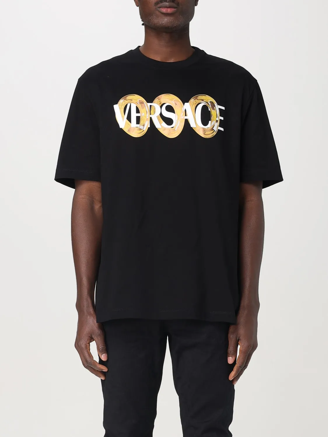 T-shirt in cotone con stampa grafica Versace