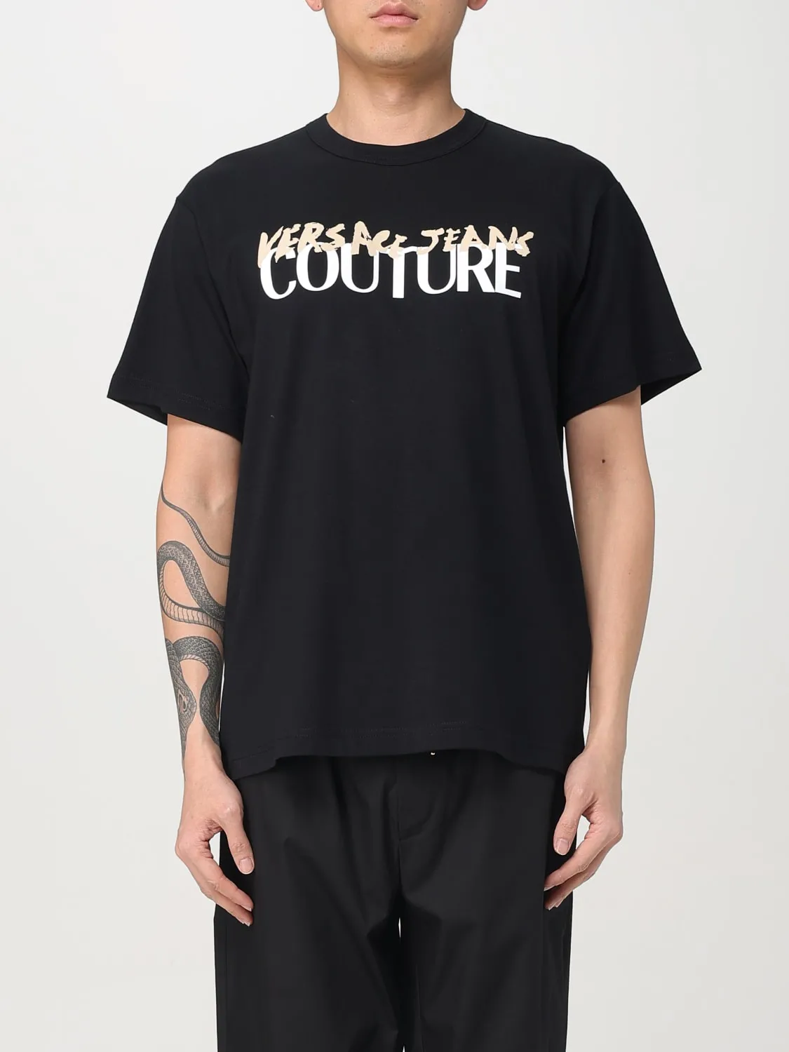 T-shirt in cotone con logo Versace Jeans Couture