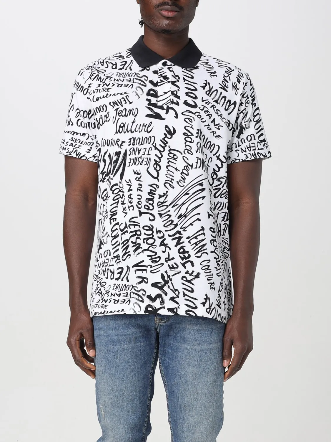 Polo Versace Jeans Couture in cotone con stampa logo