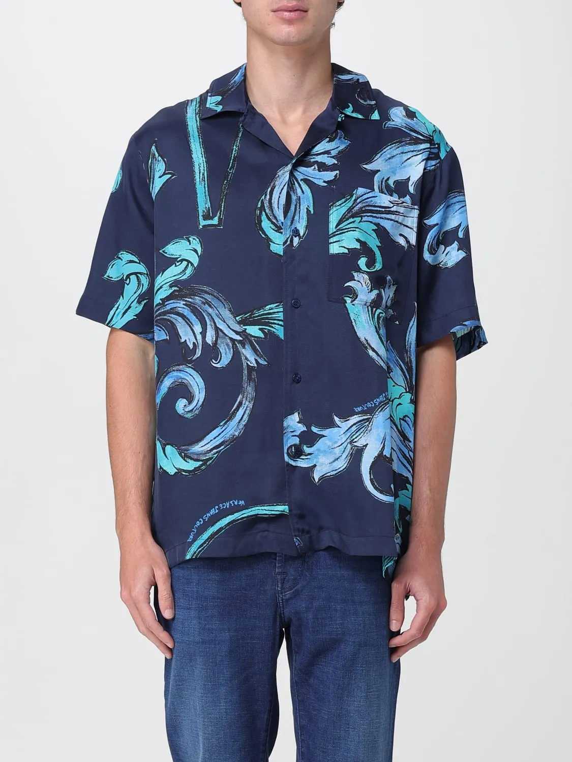 Camicia in viscosa barocca Versace Jeans Couture