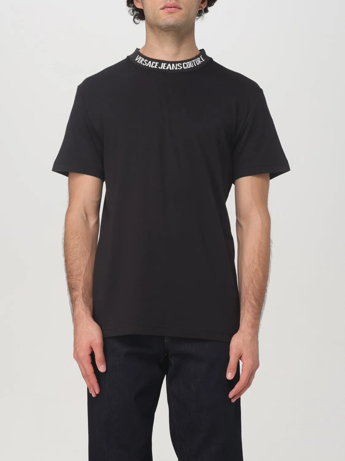 T-shirt Versace Jeans Couture in cotone con logo jacquard