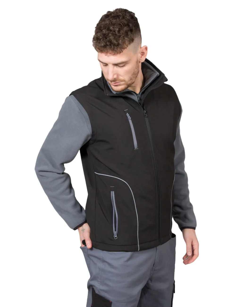 Wasserabweisende Arbeitsweste aus 280 g/m² Softshell-Material in Ortisei