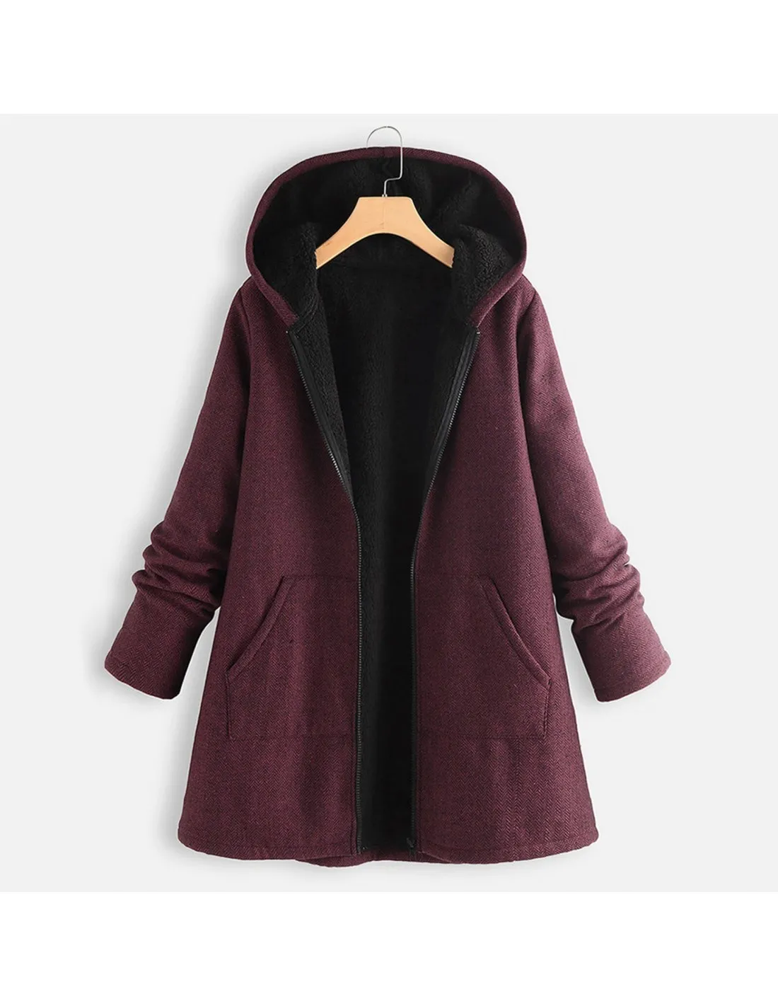 Winter Women Overcoats Keep Warm Clothes Long Sleeve Fleece Hooded Jackets For Women Outerwear Throw Over For Women Jack