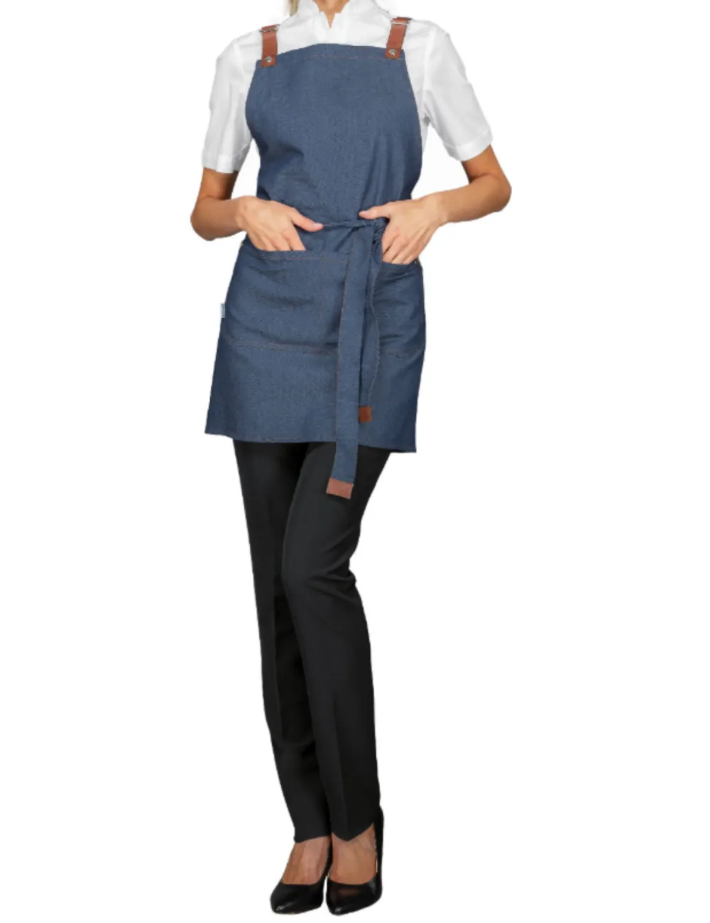 Short apron with bib for catering