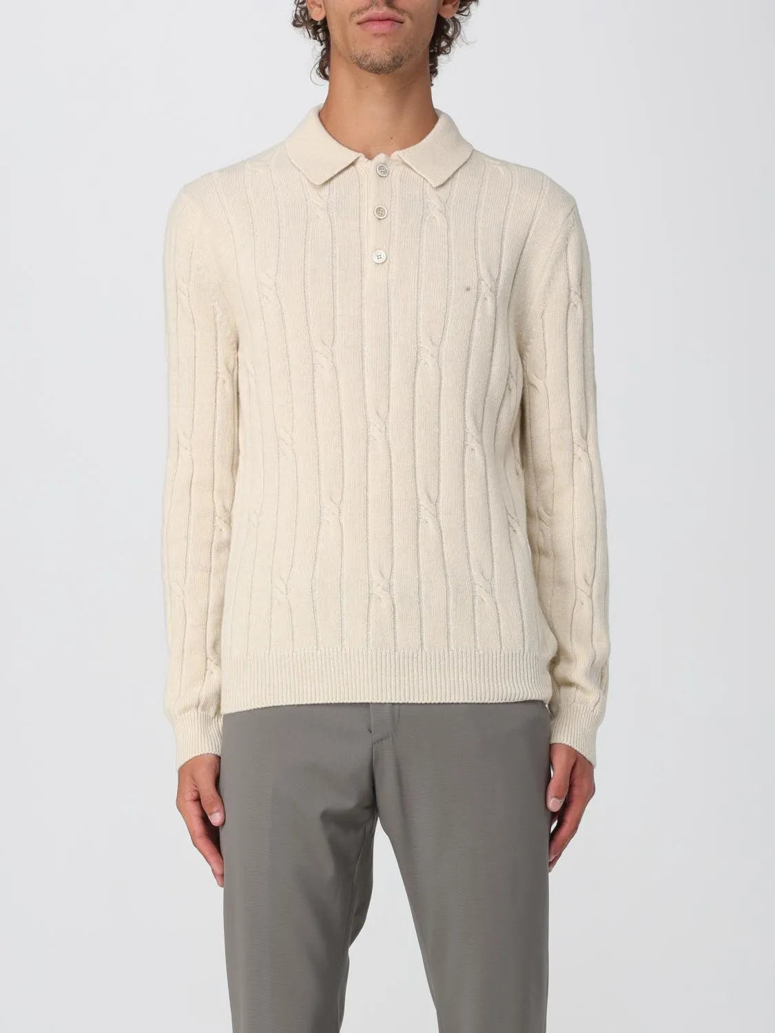 Polo in maglia di lana vergine a coste Zanone