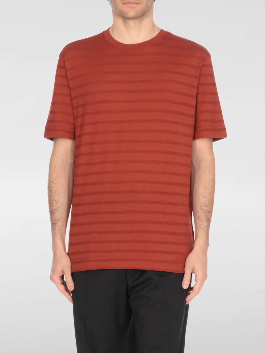T-shirt Zegna in cotone e lino a righe
