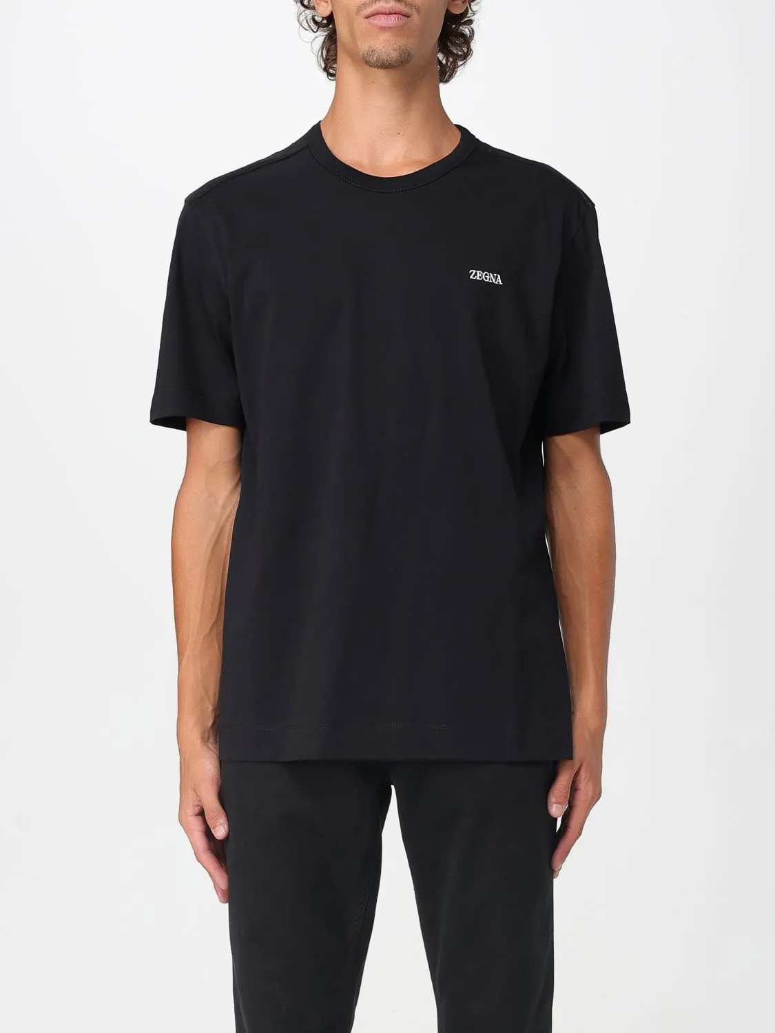 T-shirt basic in cotone con logo Zegna